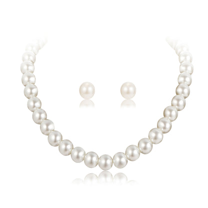 Pearl jewelry set two piece earrings necklace