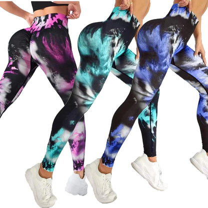 Pantalones deportivos sin costuras con efecto tie-dye 