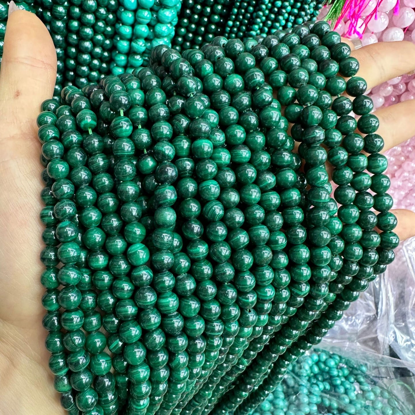 4-12mm natural malachite round beads