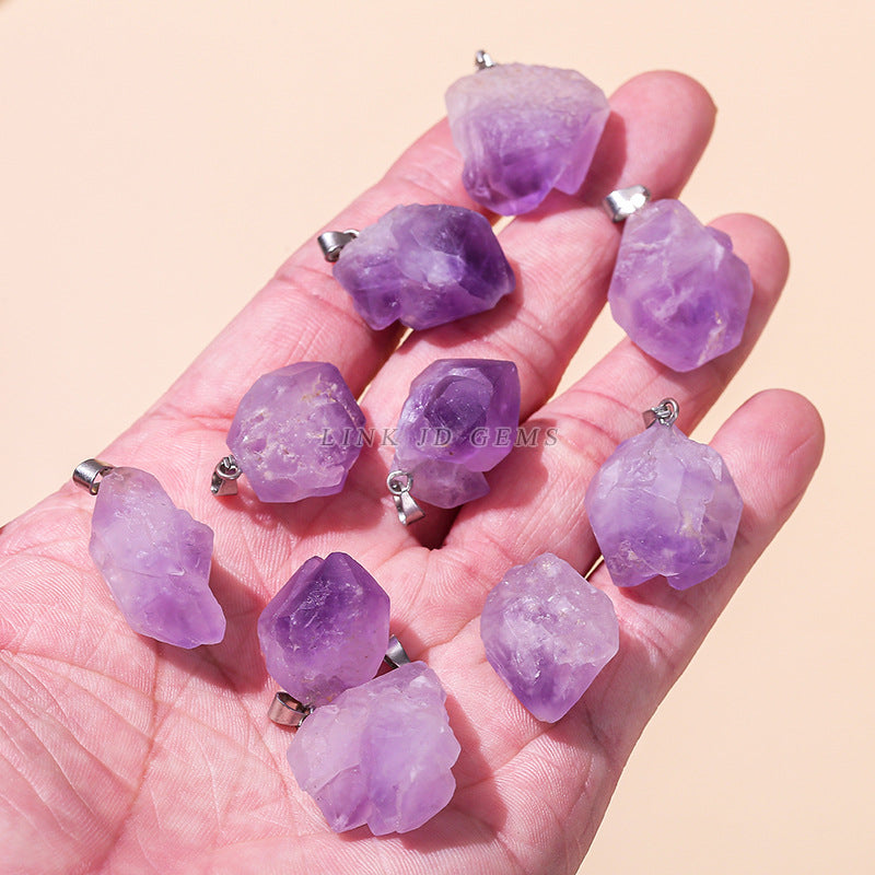 Natural amethyst flower rough stone pendant