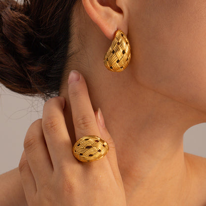 Braided Textured Teardrop Earrings