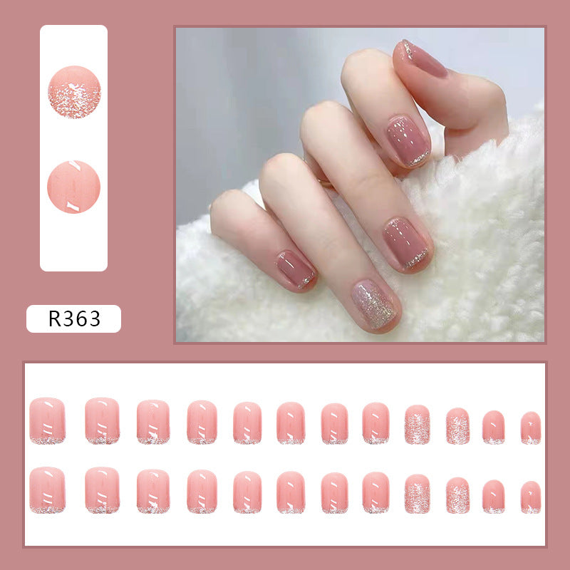 Wearable Blush Short Removable Nail Stickers