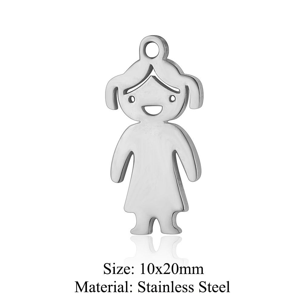 5Pcs/Pack Boy Girl Titanium Steel Pendant Family DIY