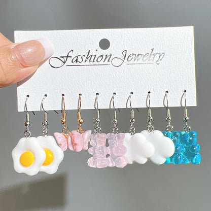 Colorful acrylic earrings set 5 pieces