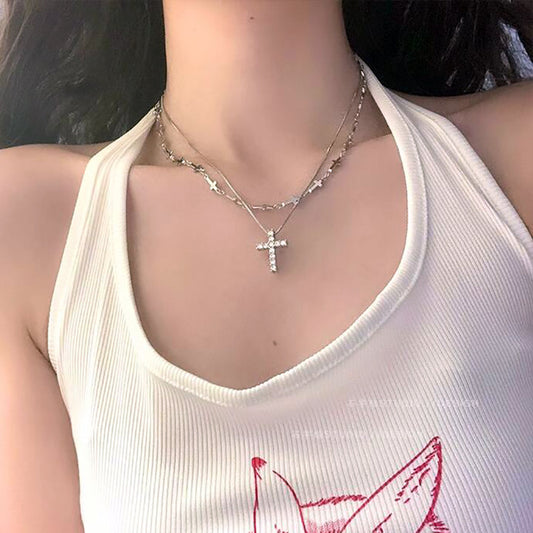 Full diamond cross pendant necklace