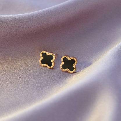 Four-leaf clover titanium steel ear buckle