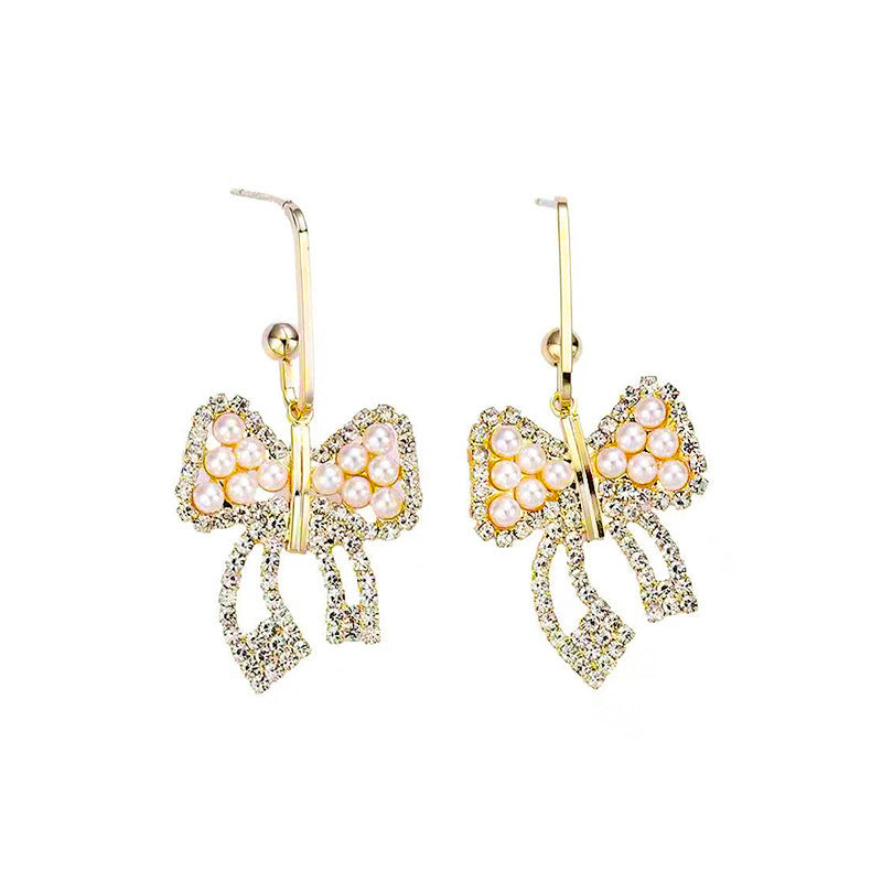 Bow pearl earrings for women