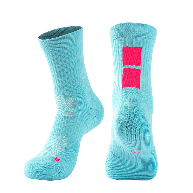 Adult Mid-Calf Gradient Basketball Socks Thick Sports Socks