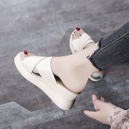 Casual slope heel cool slippers