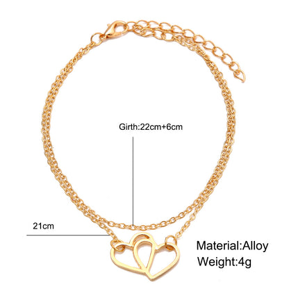 Double-layer love heart anklet jewelry