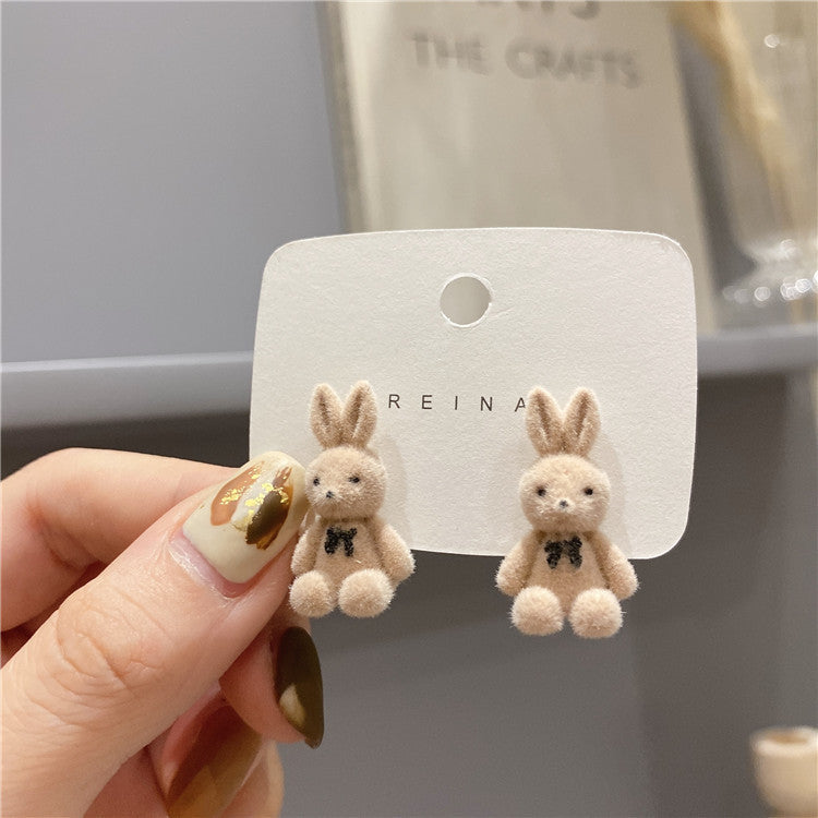 Plush bunny stud earrings