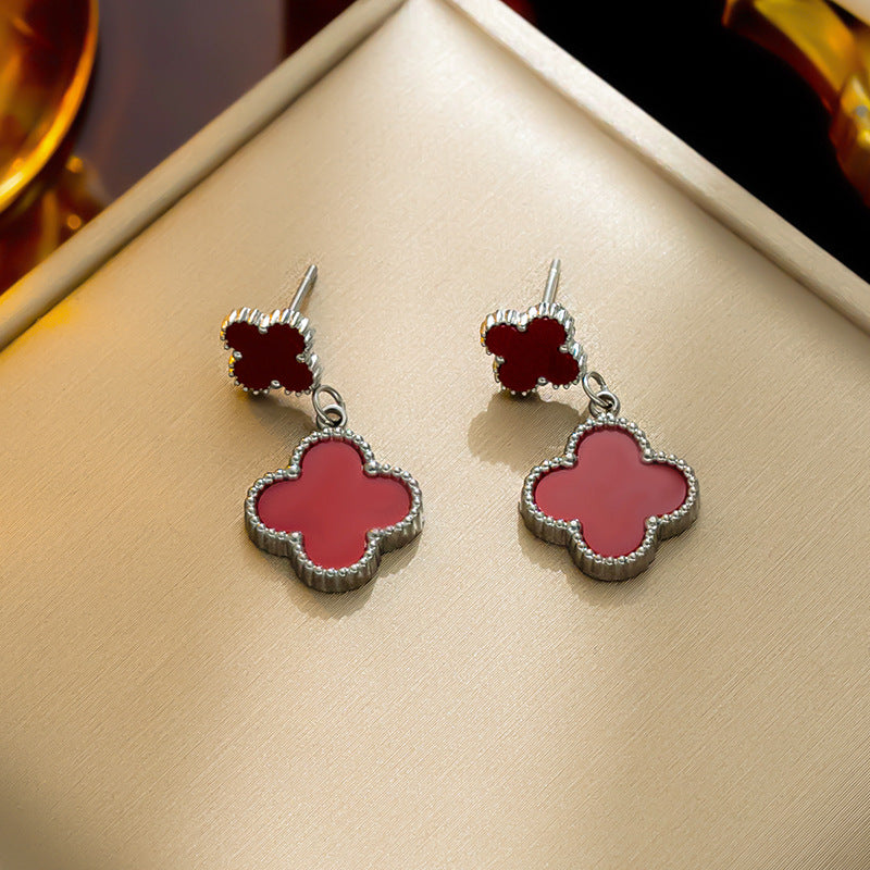 Stylish Stainless Steel Clover Earrings, Cross-border Wholesale