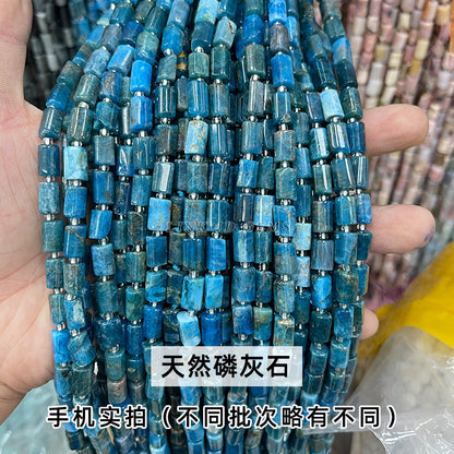 Natural stone crystal cut round tube beads loose beads