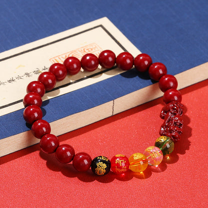 Five-way God of Wealth purple sand Pixiu bracelet.