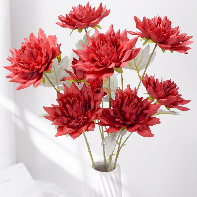 3 artificial dahlia flowers