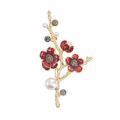 Red Plum Blossom Brooch