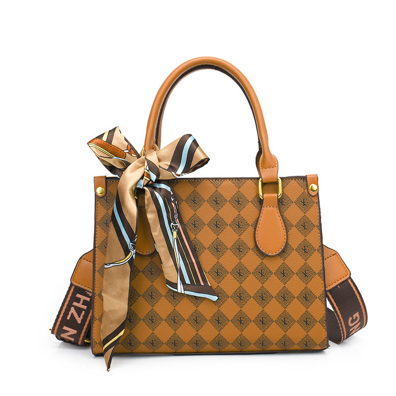 Printed plaid premium tote bag