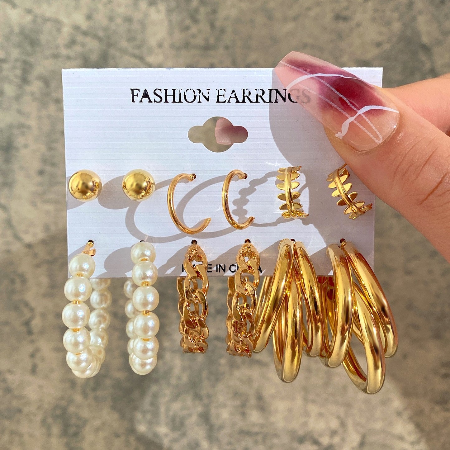 Metal twist earrings set 6 pairs