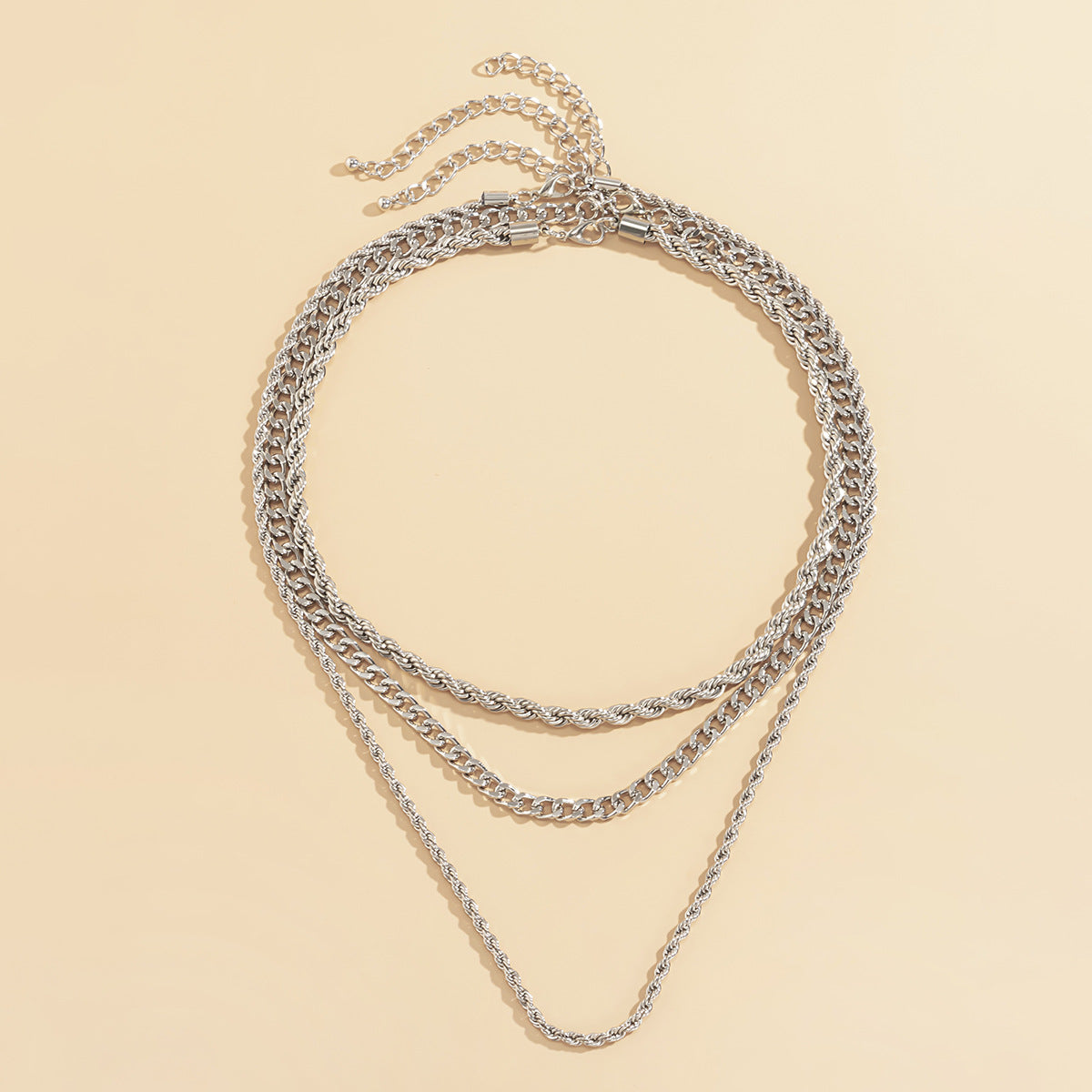 Punk three-layer chain necklace