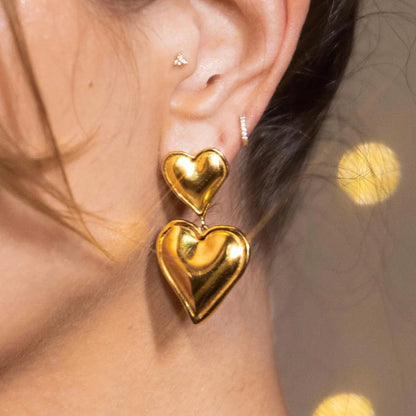 Women's metallic heart earrings