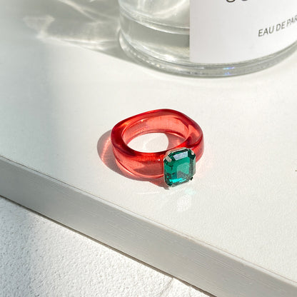 Lovely macaron diamond resin index finger ring