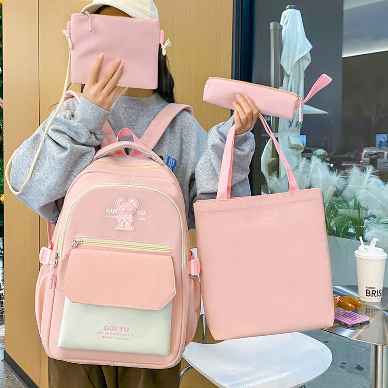 4-piece school bag preppy backpack