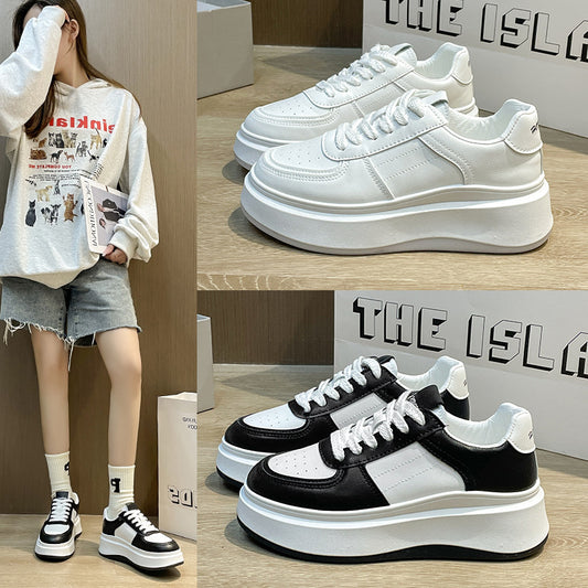 women's white sports style thick-soled shoes