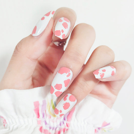 Cow Print Short Ballet Wearable Nails