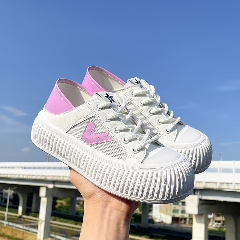 Verano nuevos zapatos de punta grande de color degradado para mujer. 