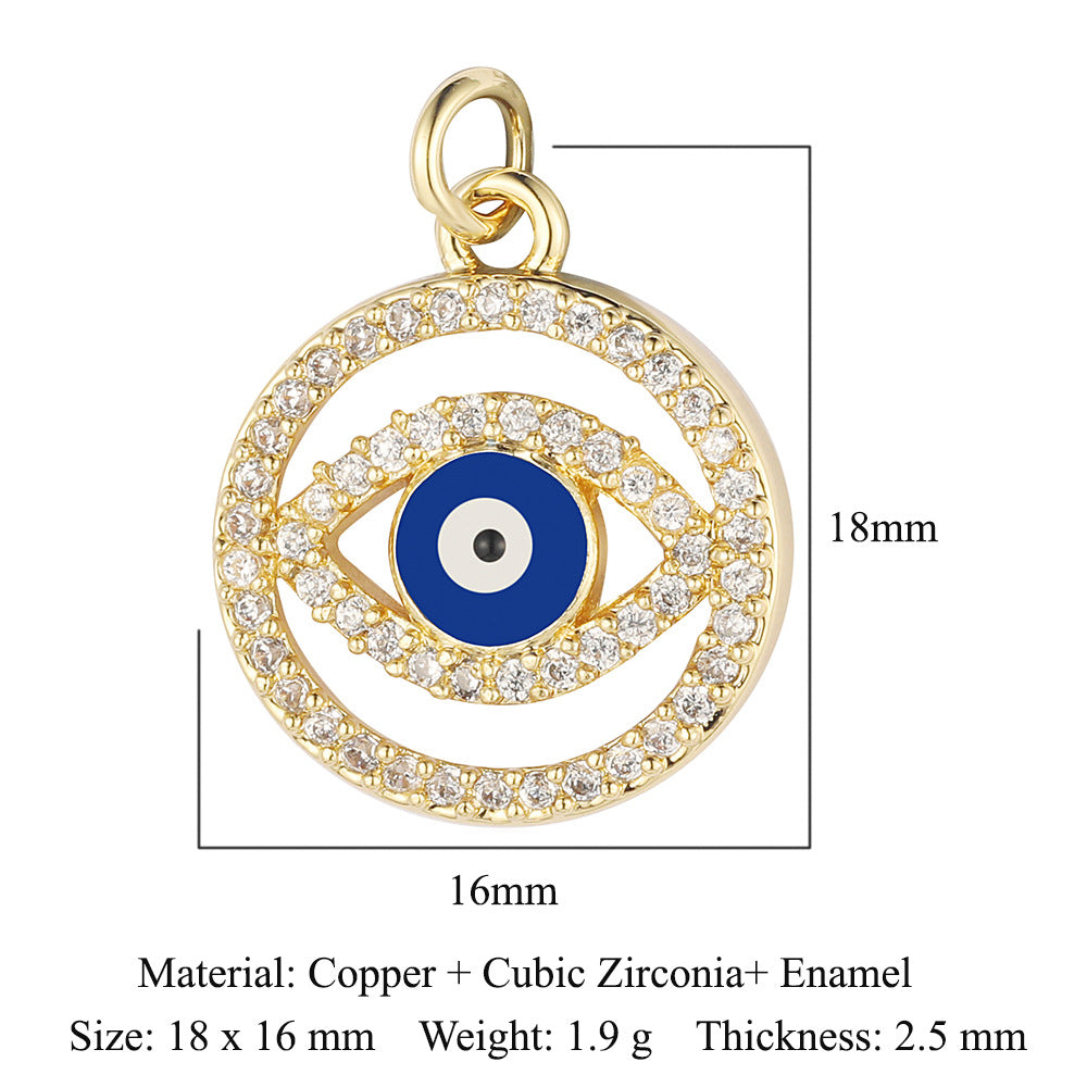 Devil's Eye Cross Copper Zircon Pendant