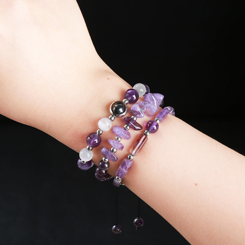 Natural amethyst gravel bracelet.