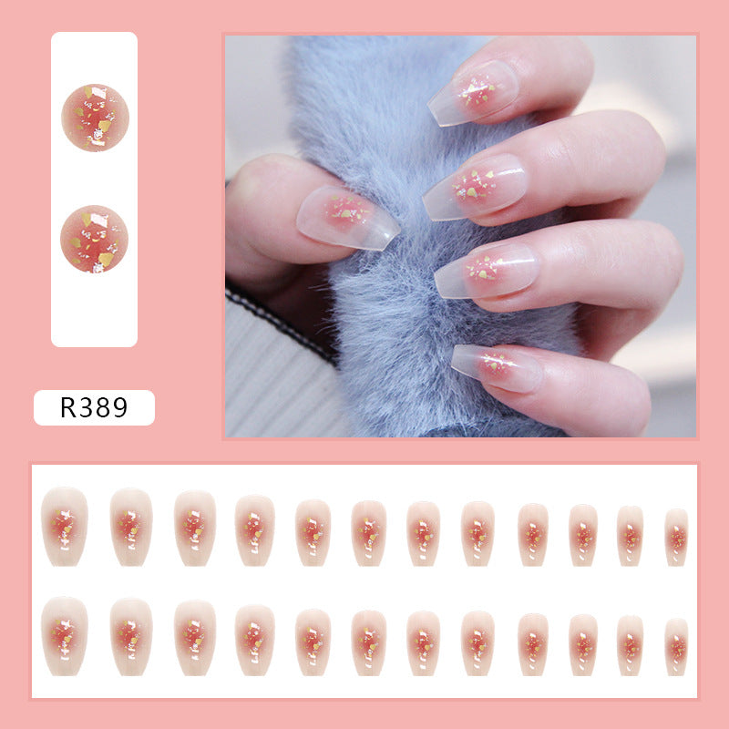 Wearable Blush Short Removable Nail Stickers