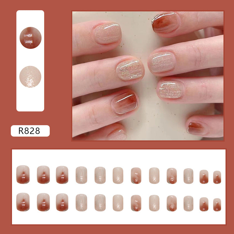 Brown Ombre Autumn Winter Glitter Line Nail Stickers