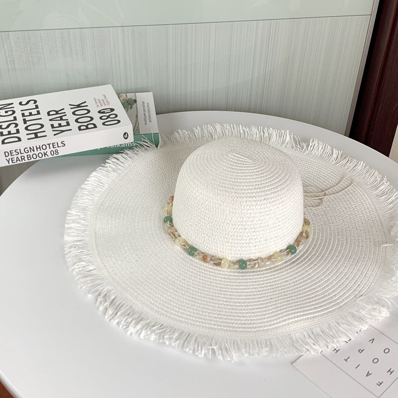 Sombrero de paja de ala ancha con protección UV para el verano Nuevo sombrero para el sol 