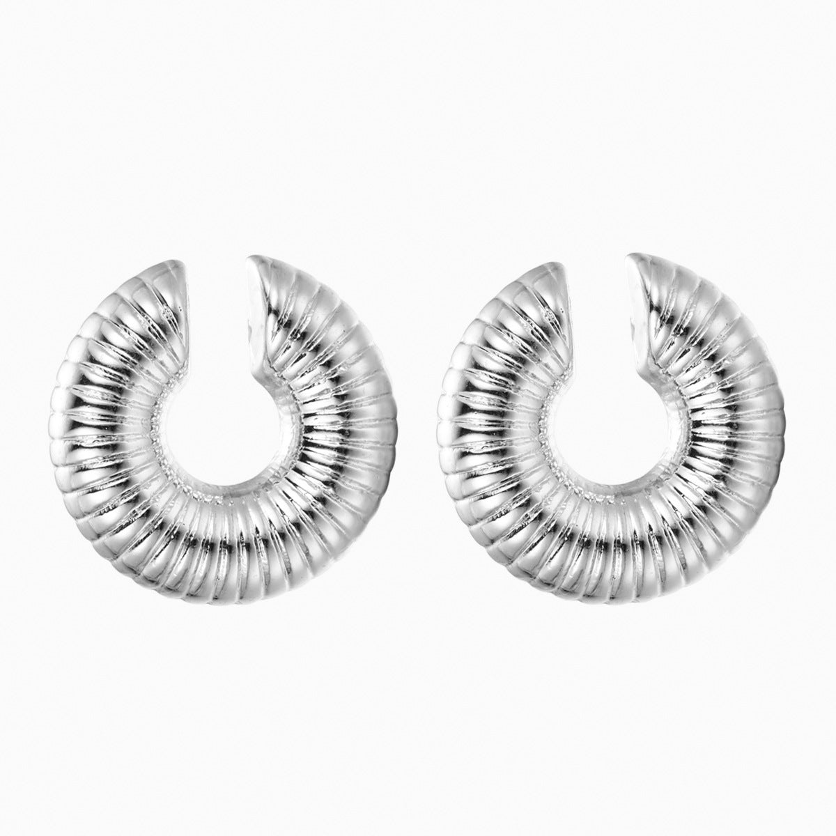 C-Shaped Threaded Hollow Ear Clips for Women