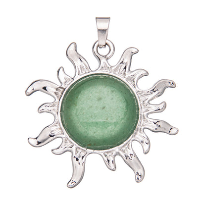 Sunflower alloy round ring inlaid crystal pendant