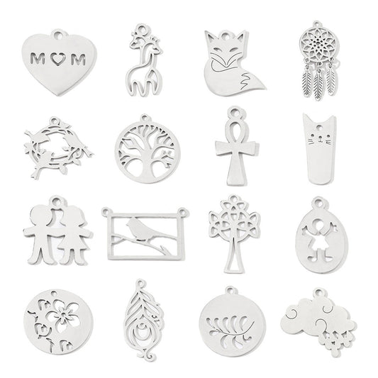 20 pcs/pack boys and girls flowers and plants titanium steel pendants