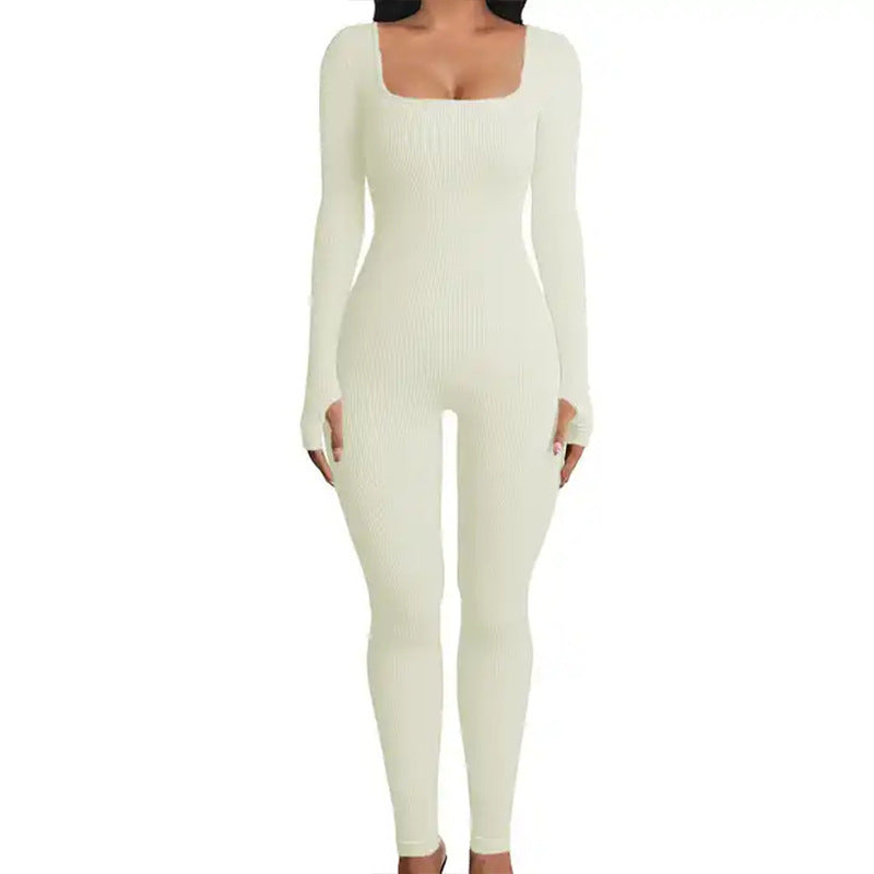 One-piece fitness suit, hip lift and thin fitness long-sleeved one-piece yoga suit