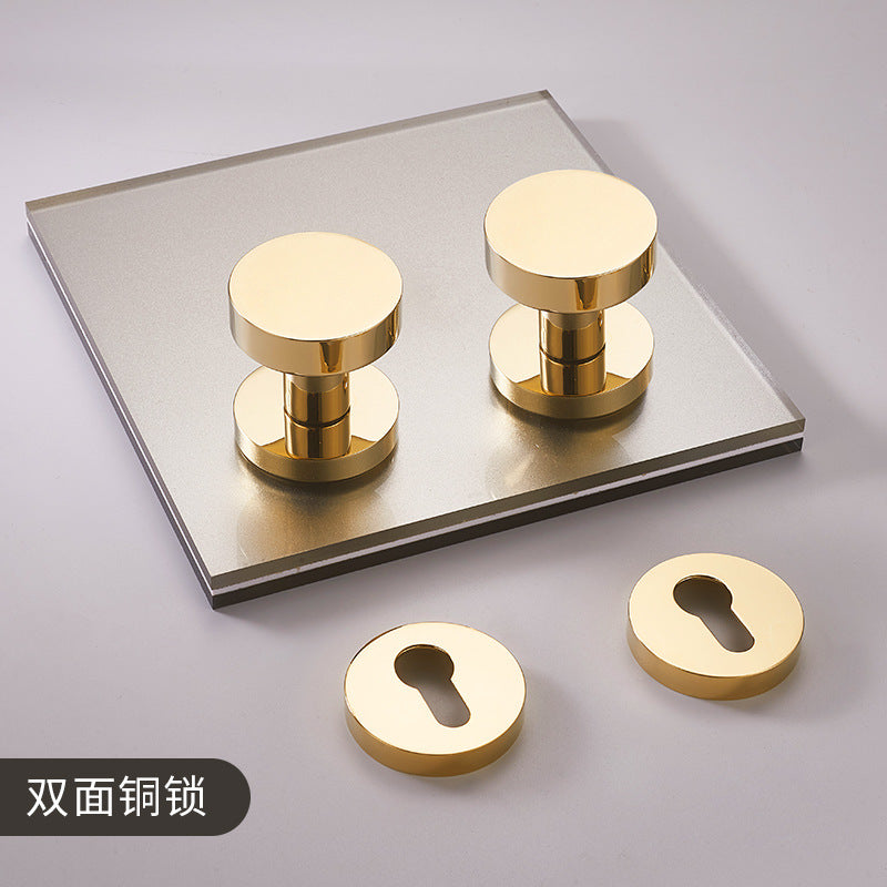 Brass double door handle round