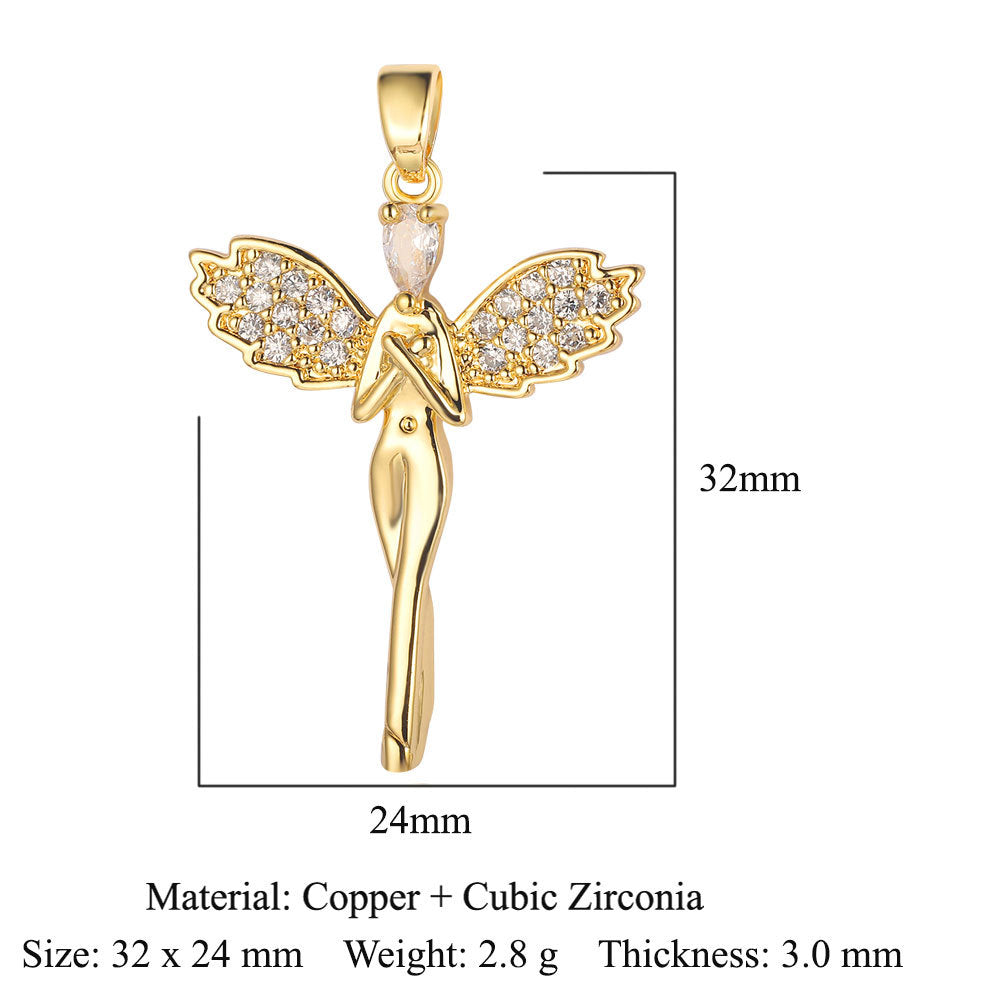 3 pcs/pack, rose copper zircon pendant DIY.