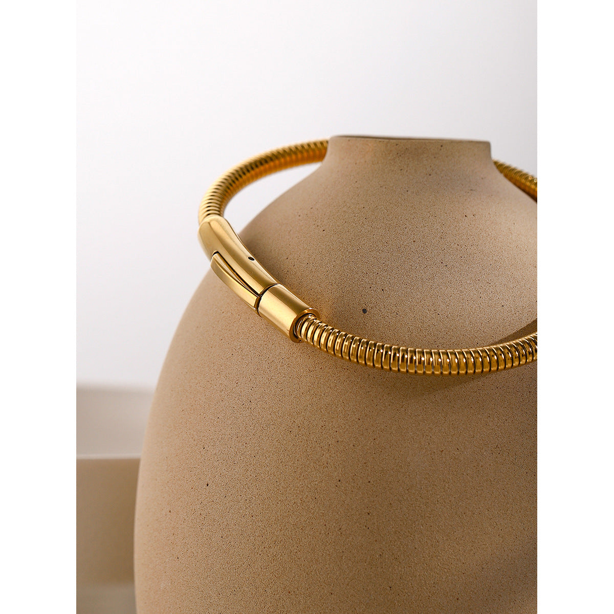 Gold Round Snake Bone Chain Bracelet