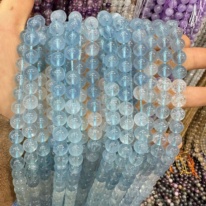 Gradient aquamarine high quality round beads