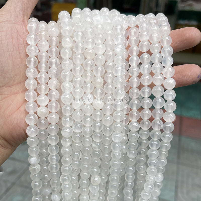 Perlas sueltas de jade blanco de Afganistán Perlas redondas de jade blanco lechoso 