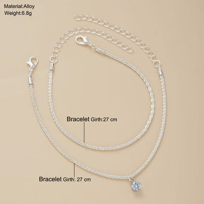 Sparkling zircon anklet 2-piece set