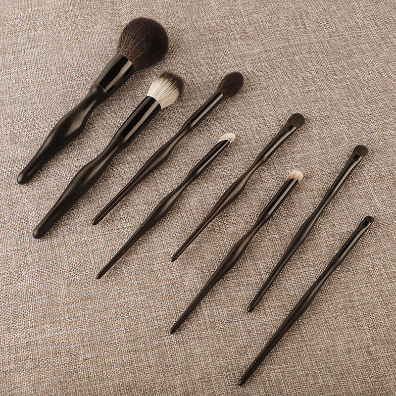 Purple Sandalwood and Brocade Wood 8-Piece Makeup Brush Set