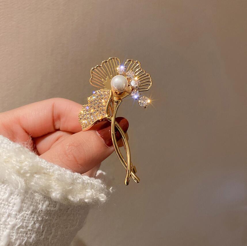 Pearl Ginkgo Biloba Brooch