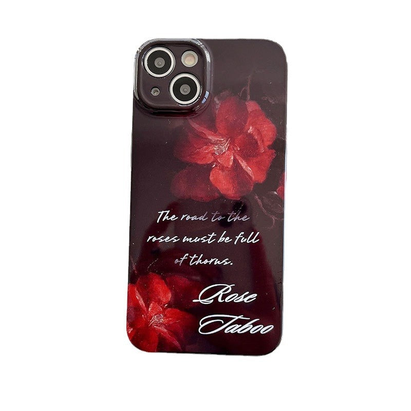 Apple 15 Pro Film Oil Paint Girl iPhone XS/11 Oil Painting Red Flower