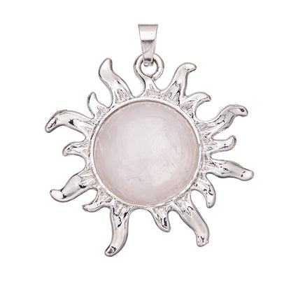 Sunflower alloy round ring inlaid crystal pendant