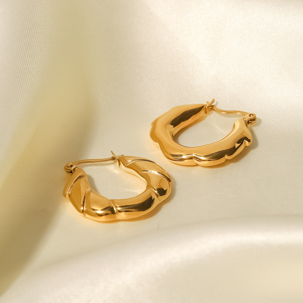 Irregular smooth 18k gold-plated earrings