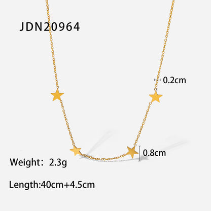 Five-pointed star thin round bead necklace